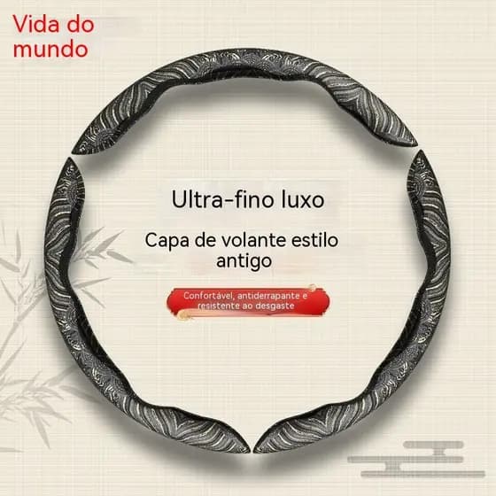 Capa para Volante de Carro Estilo Vintage de Ano Novo, Ultra-fina, Antiderrapante, Resistente ao Desgaste, Adequada para