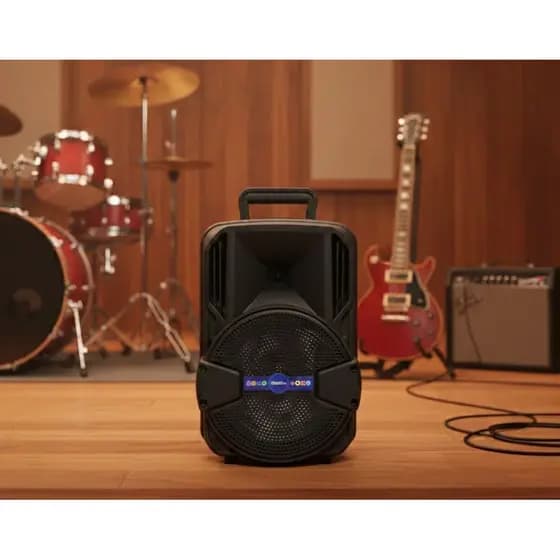 Caixa Karaokê Bluetooth 30W com LED e Microfone