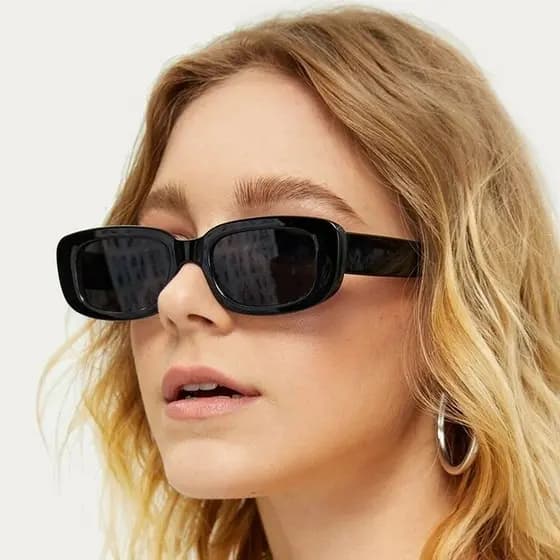 Tons Ovais Vintage Designer De Marca Mulher Pequena Moldura Sol Retro Óculos Pretos Estéticos