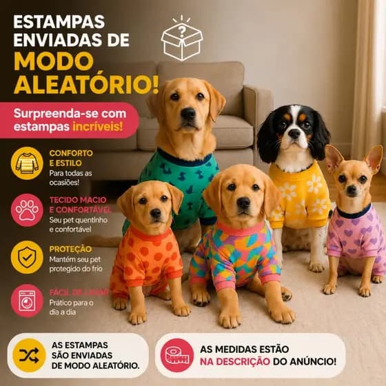 Roupa Pet Pijama para Cachorro e Gato Soft Estampado Lulika