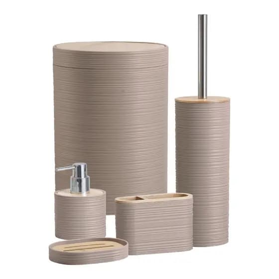 Kit Banheiro Lixeira Porta Escova 5 Peças Premium - Banheiro Perfeito e Delicado !