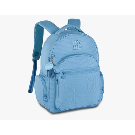 Bolsa Mochila Escolar Rebeca Bonbon coração Original Tons Pastel Lilás Rosa Azul Bebê Feminina