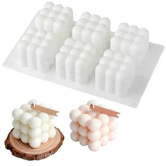 Molde de Silicone para Velas de Bolinhas Bubble Forma 6 Cavidades Velas 3D Sabonete