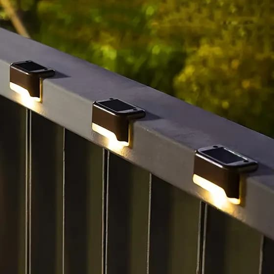 Kit 4-12 Luminária Led Arandela Solar Branco Quente IP65 Externo Preto Balizador Sobrepor VENTO