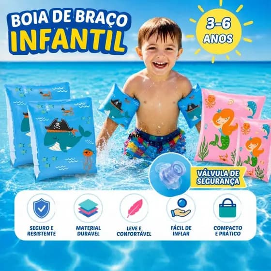 Boia de Braço Infantil para Natação e Piscina Inflável Reforçada