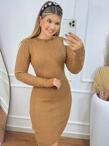 Vestido Manga Longa em Modal Moda Feminina