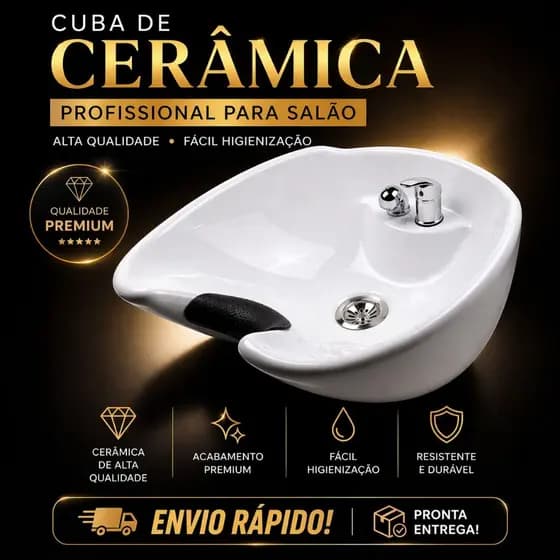 Cuba De Cerâmica Completa Para Lavatório Profissional Salão Beleza Barbearia Alta Qualidade