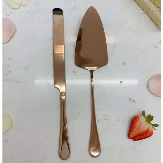 Conjunto faca e espatula para/ bolo 2 Peças - Cobre