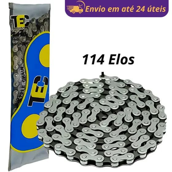 Corrente de Bicicleta Grossa TEC 114 Elos Para Bike Sem Marcha BMX Beach C410