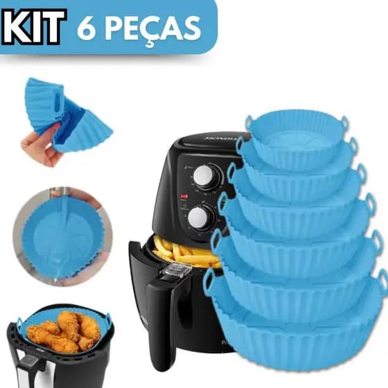 KIT 6 Assadeira forma de Silicone Fritadeira de Ar Em Flexível Lavável forno e microondas