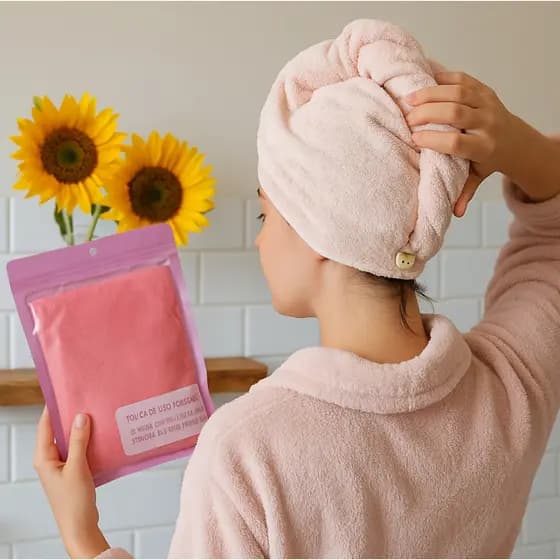 Touca Microfibra Pós Banho Anti Frizz: Secagem Rápida, Absorção Eficaz e Fios Macios!