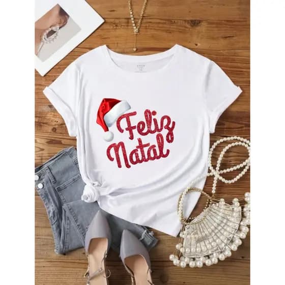 CAMISETA UNISSEX FELIZ NATAL ALGODÃO 30.1
