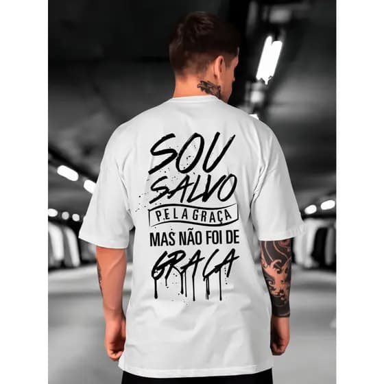 Camiseta Masculina Religiosa 100% Algodão Sou Salvo Lançamento Linha Premium Evio Imediato