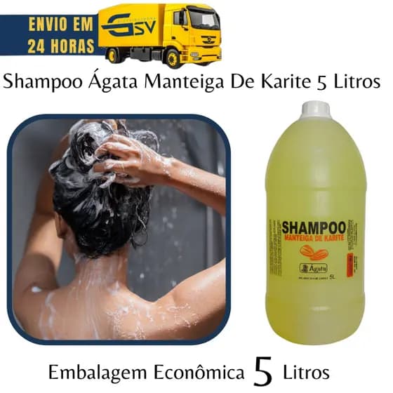 Shampoo Ágata Manteiga De Karite - 5 Litros - Shampoo Galão 5 Litros - Shampoo Para Salão 5 Litros -