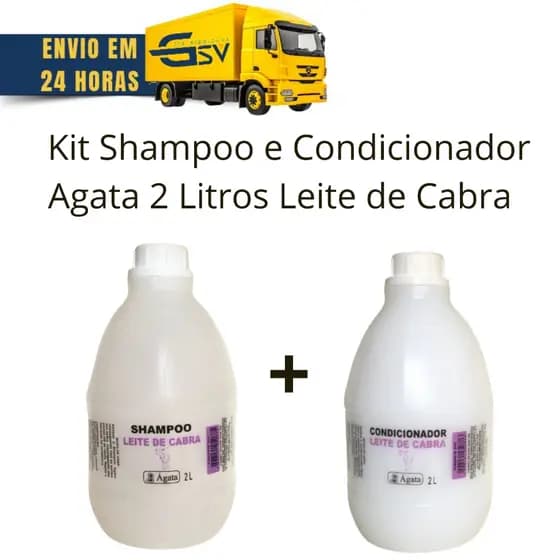 Kit Shampoo e Condicionador Agata 2 Litros Leite de Cabra - Galão 2 litros Shampoo e condicionador