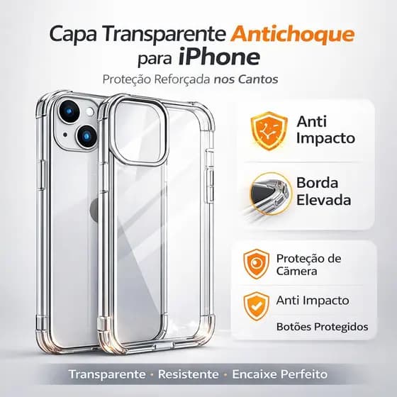 Capa Case Capinha Anti Impacto Para Todos iPhone 16 15 14 13 12 11 Plus Pro Max X XR XS MAX 6 7 8 Plus AIR