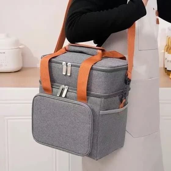 Bolsa Térmica 2 Compartimentos Com Alça De Mão E Lateral Isolamento Térmico Eficiente