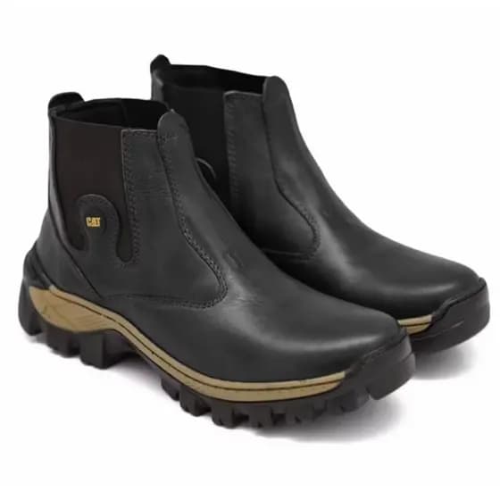 Bota Botina Masculina Cat impermeável de Couro Resistente Com Solado Costurado Super Promocao Top Envio Imediato