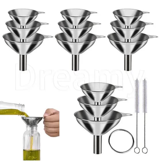 Conjunto de Funis de Aço Inoxidável de 3/5 Peças - Grau Alimentício - Antivazamento, Multifuncional, Material Metálico -