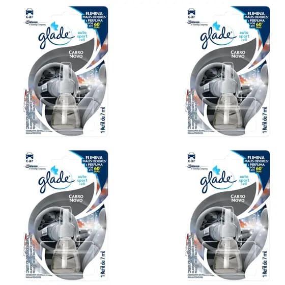 Aromatizador Automotivo Glade Carro Novo Kit 4 7ml