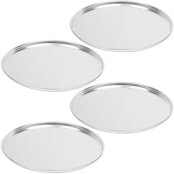 4 Forma de pizza grande 35cm assadeira redonda alumínio polido reforçado tabuleiro redondo