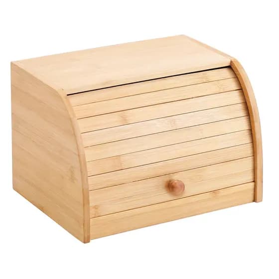 Porta Pão Bambu tampa retrátil Minimalista Suporte Guarda Pães Torrada Bolo biscoito