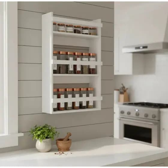 Porta Temperos Nicho Cozinha 3 Prateleiras Mdf Branco