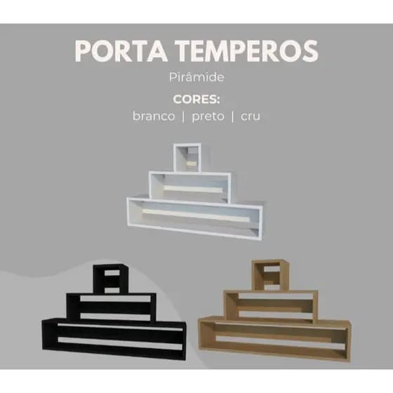 Nicho Organizador Pirâmide Porta Temperos Suspenso Mdf