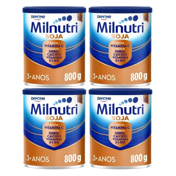 4 Latas Formula Milnutri Soja 3 Anos Danone Nutricia 800g