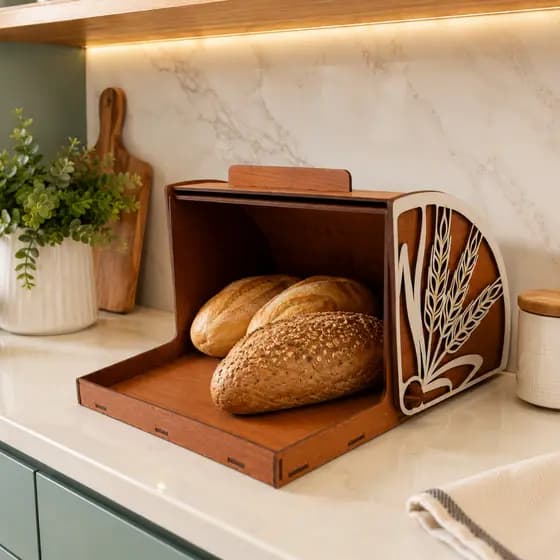 Porta Pão Cesto de Pão Organização Tampa Retrátil Cozinha Compacta Decoração 19x34x31cm