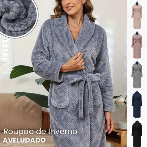 Roupão De Microfibra Inverno com Bolso Unissex Quentinho Toque Super Macio Aveludado Unique Habitat