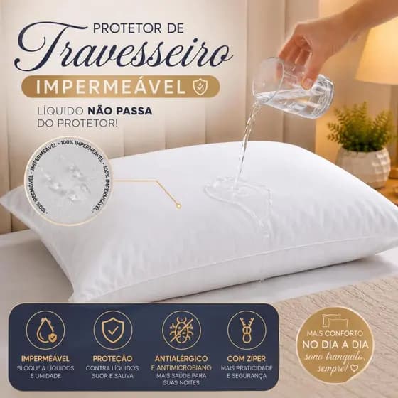 Kit Protetor De Travesseiro Impermeável Capa 50x70 Antialérgico Não Faz Barulho C/Zíper Habitat