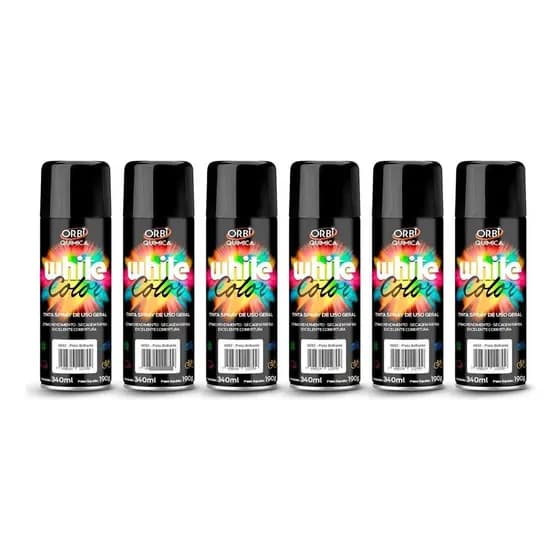 Kit 6 Tinta Spray Cores 340ml Uso Geral Orbi Química