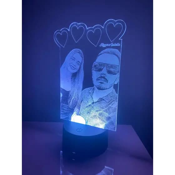 Luminária Personalizada com Foto e Nome em Acrílico LED