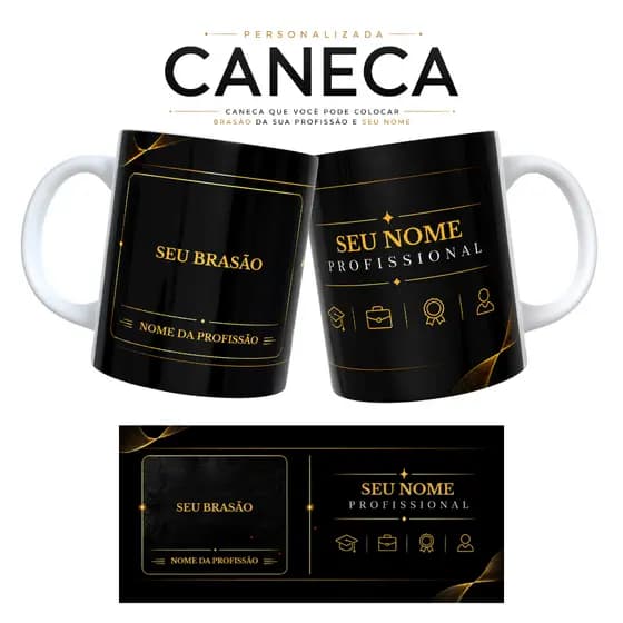 Caneca Personalizada da Sua Profissão com Nome e Símbolo Profissional
