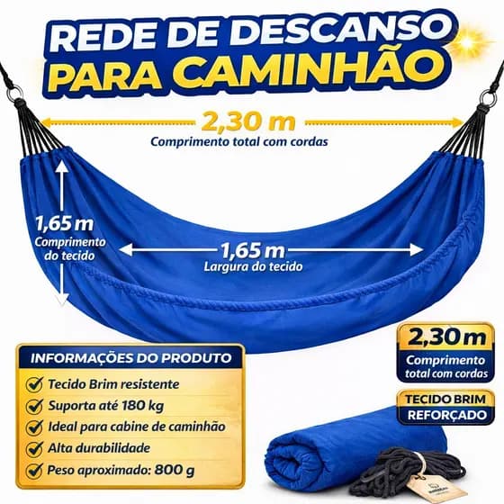 Rede Cabine Caminhão Pequenos Dormir Descanso Espaços 180kg Reforçado