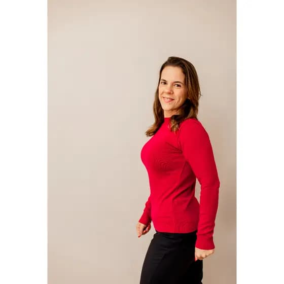 Blusa tricot feminina de frio gola em V manga longa tricô de Inverno premium diversas ocasiões