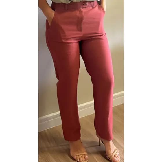 CALÇA SOCIAL FEMININA ELEGANTE DE ALFAIATARIA MODELAGEM RETA CLASSICA TECIDO LEVE PREMIUM COM BOLSOS