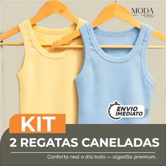 Kit 2 Regatas Femininas Canelada Casual básica moda feminina material sofisticado Premium versátil blusa regata verão
