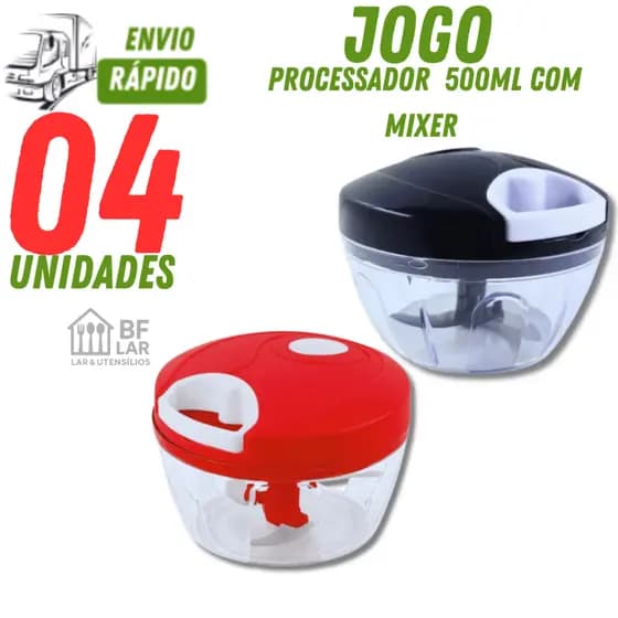 Processador de Alimentos Manual 500ml 3 Lâminas Triturador de Legumes Verduras Cozinha