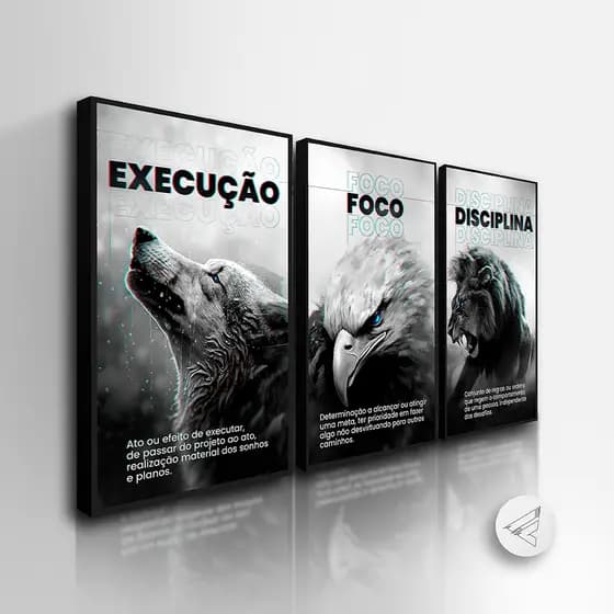 Kit 3 Quadros Decorativos PERSONALIZADOS Tema leão e Jesus c/ Frase! quarto sala All