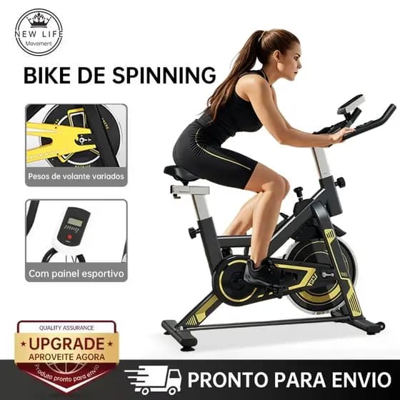 Bicicleta Spinning Ergométrica Exercício Profissional Monitor suporta até 150kg Academia 1,90m