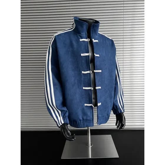 Jaqueta Masculina HJQH com Gola em Patchwork, Estilo Botão, Manga Longa, Moda Jovem Casual Elegante C5VQ