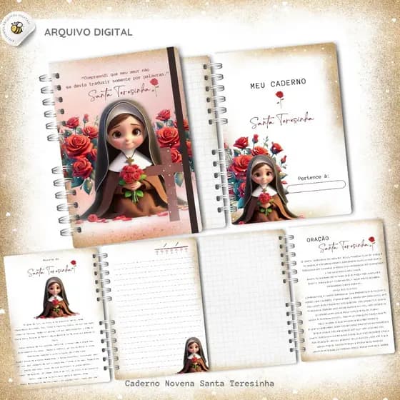 Caderno ou Bloco de Notas Católico Santa Teresinha
