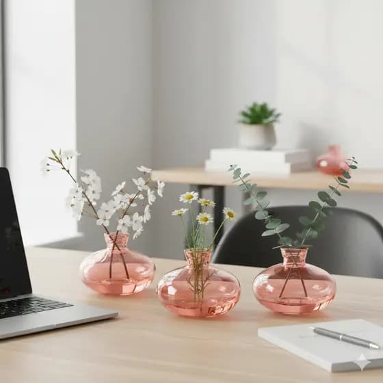 Vaso Garrafa em Vidro Rosa Home&Co 6x9cm para Decoração