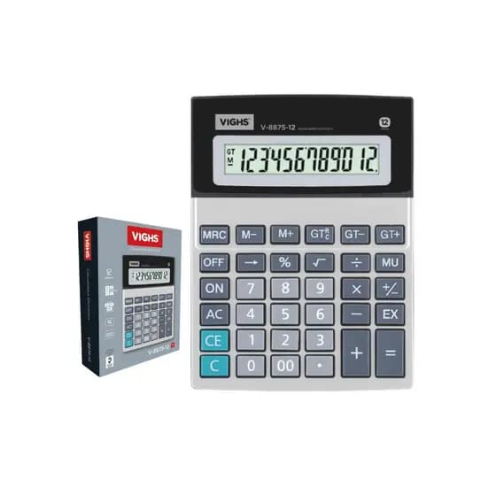 Kit 10 Calculadoras Mesa 12 Dígitos Vighs V-8875-12