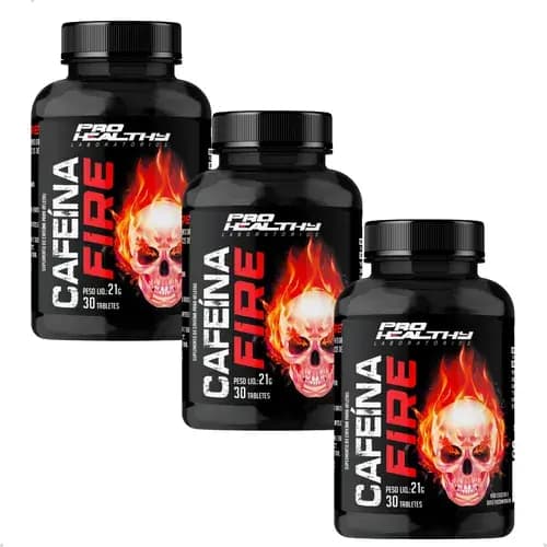 Cafeína 420mg Fire Tabletes - 3x Potes 30 Unid - Pro Healthy Sabor Sem Sabor