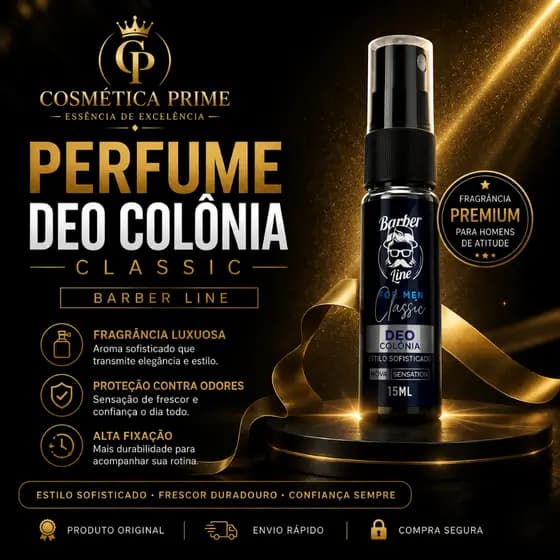 Perfume Barba Deo Colônia Classic Masculino 15ml Alta Fixação Fragrância Premium | Cosmética Prime