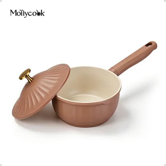 Mollycook Panela Leiteira 18cm Cerâmica Antiaderente Indução Com Tampa