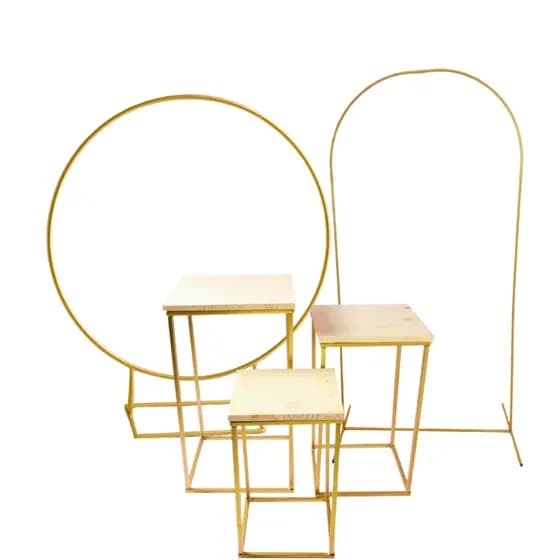 Trio de Mesa Kit com Arco Redondo + Arco Romano Dourado